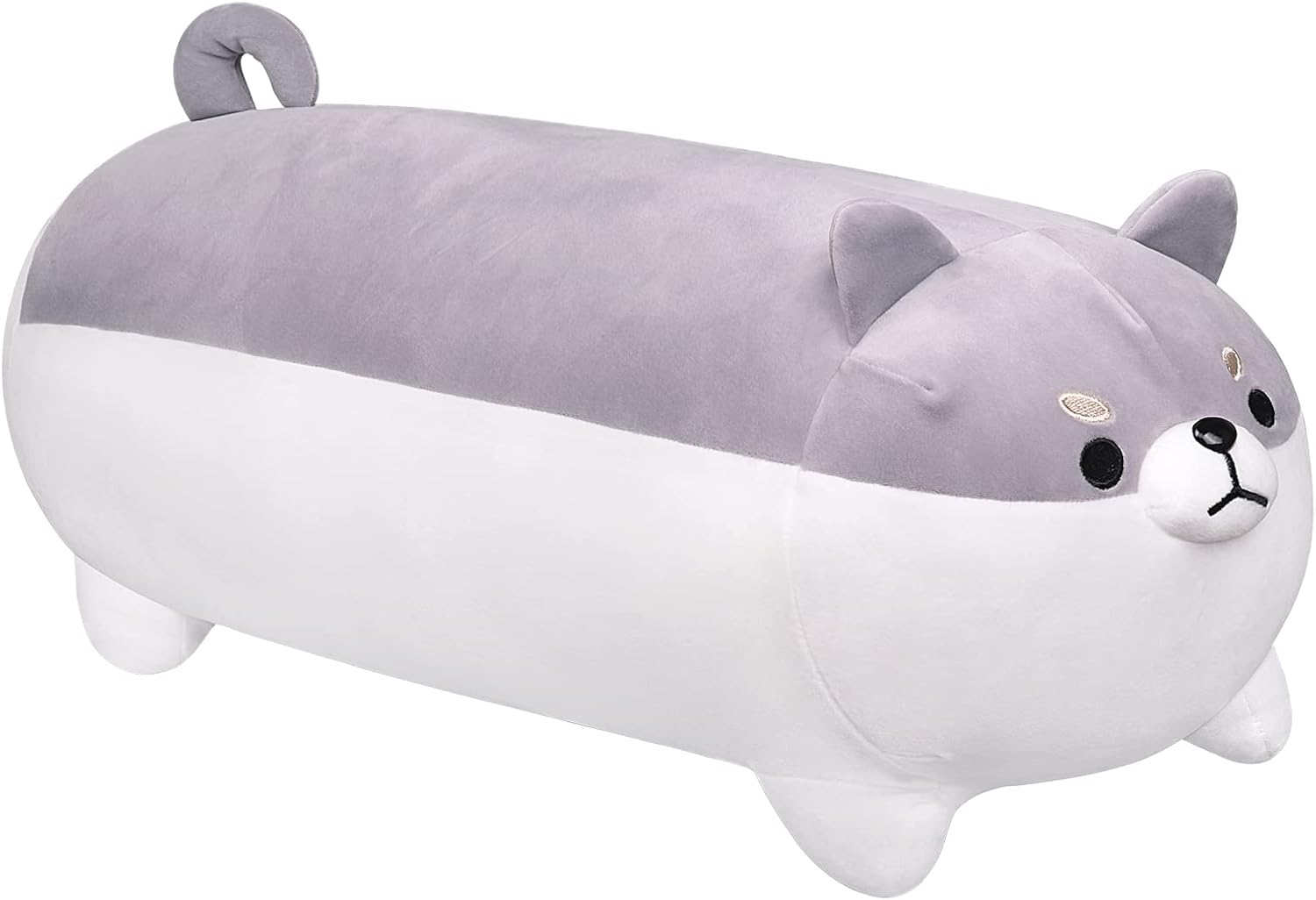 Auspicious beginning 27.6'' Shiba Inu Plush Toy Anime Corgi Kawaii Long Plush Dog Soft Hugging Body Pillow, Big Stuffed Animal Plush Doll Gifts Gray