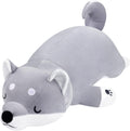 Auspicious beginning 30'' Shiba Inu Plush Stuffed Animal dog plush pillow Children Hugging Pillow Sleeping Comfort Cushion Soft Plush Toy (gray)