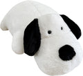 Soft Puppy Plush Pillow, 23.6in/60cm Cute Stuffed Animals Toy, White and Black Dog Hugging Pillow, Gift for Kids and Friends