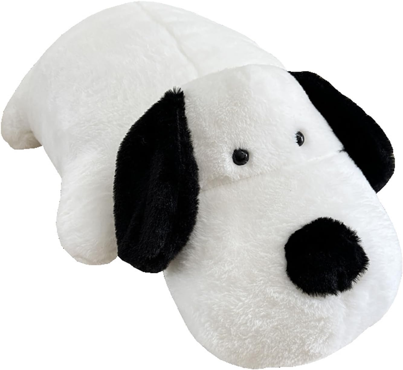 Soft Puppy Plush Pillow, 23.6in/60cm Cute Stuffed Animals Toy, White and Black Dog Hugging Pillow, Gift for Kids and Friends