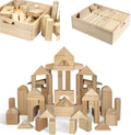 Standard Unit Building Blocks for Toddlers with Storage Tray (64 Pcs) Sanded Wood Blocks for Children, Original STEAM, and  Learning, Classic Wooden Toys for Kids Parties and Classrooms