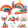 40-Piece Wooden Rainbow Stack Set, 4-in-1 Building Blocks preschoolers Early Development & Activity Toys  Toys for Kids 3, 4, 5, 6 Years and Older Gifts for Boys and Girls