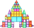 Magnetic Tiles, 120 PCS Magnetic Building Blocks, 3D Magnet Tiles for Kids Boys Girls,  Construction Building Set, Stacking Toys with 2 Car