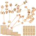 2 Sets 120 Pieces Wooden Building Blocks Toys Kids Wooden Toys Educational Natural Wood Toys Learning Wooden Blocks Different Sized Toy Building Sets