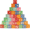 Wooden  Toy Building Blocks for Toddlers 1-3 36 PCS Wood Alphabet Number Blocks for Stacking Learning Preschool Educational  Sensory Toys for Kids Boys Girls Gifts 1.7"