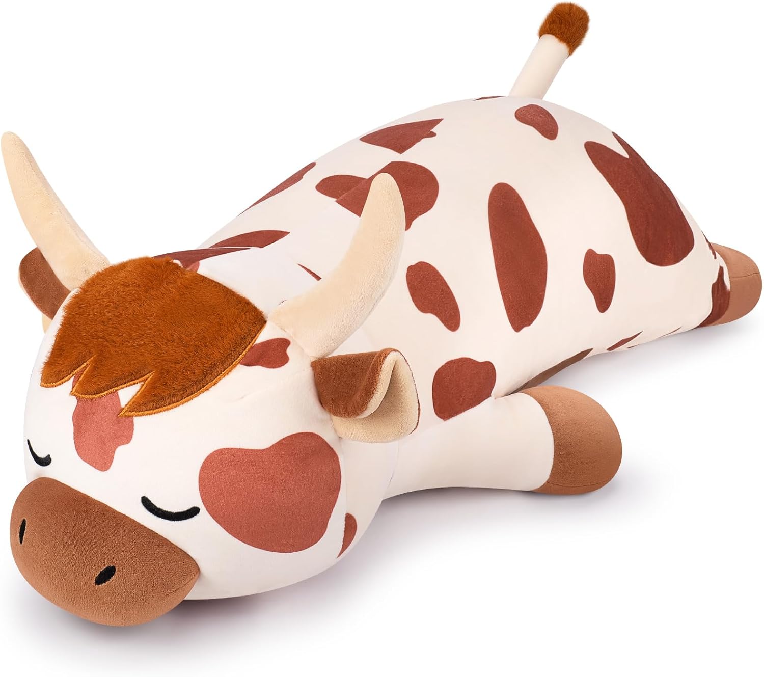 30'' Giant Spotted Highland Cow Plush Stuffed Animal-Cute Spotted Highland Cow Plush Body Pillow Plushies, Large Sleeping Cow Stuffed Animal Big Plushie Toy, Birthday Gifts for Kids Girls Boys