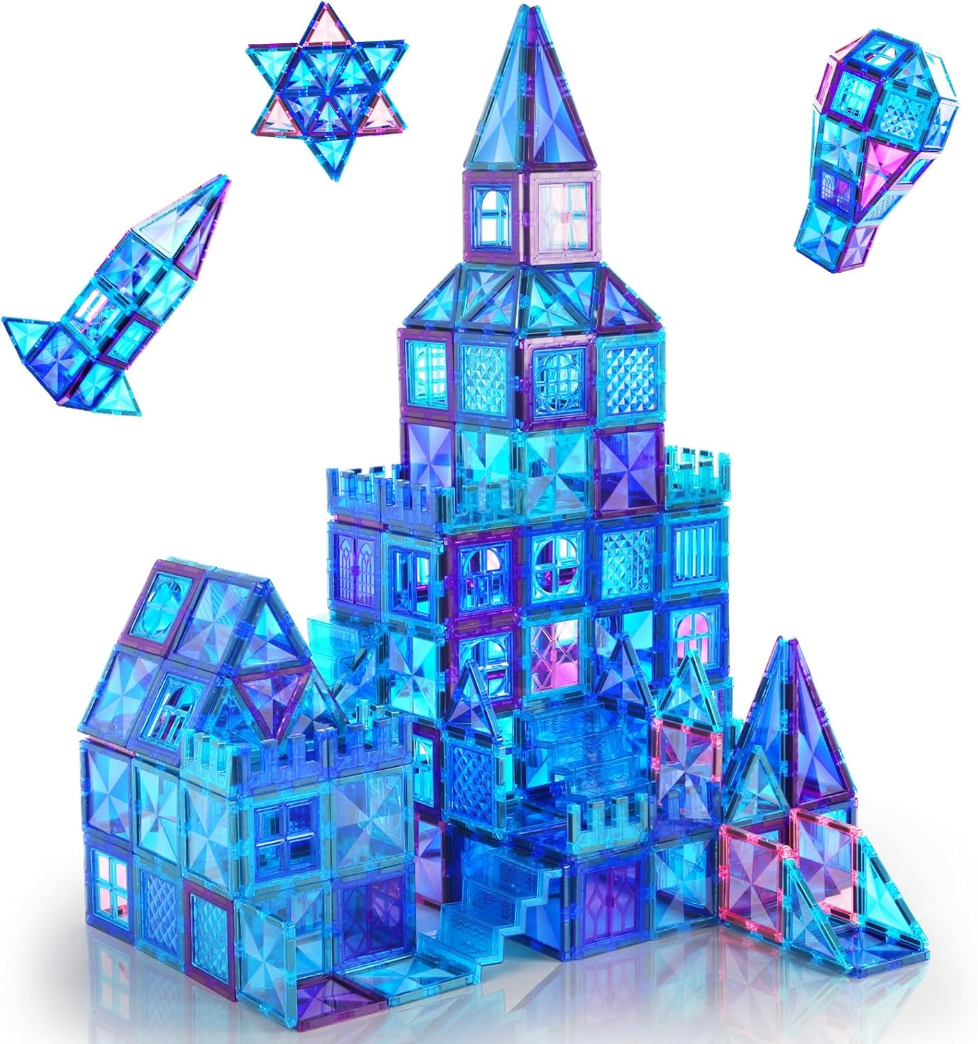 Magnetic Tiles, 116PCS Magnet Building Blocks, 3D Diamond Magnetic Blocks, Construction  Toys for Kids, Educational Toys for Boys Girls Ages 3 4 5 6 7 8 (116 PCS)