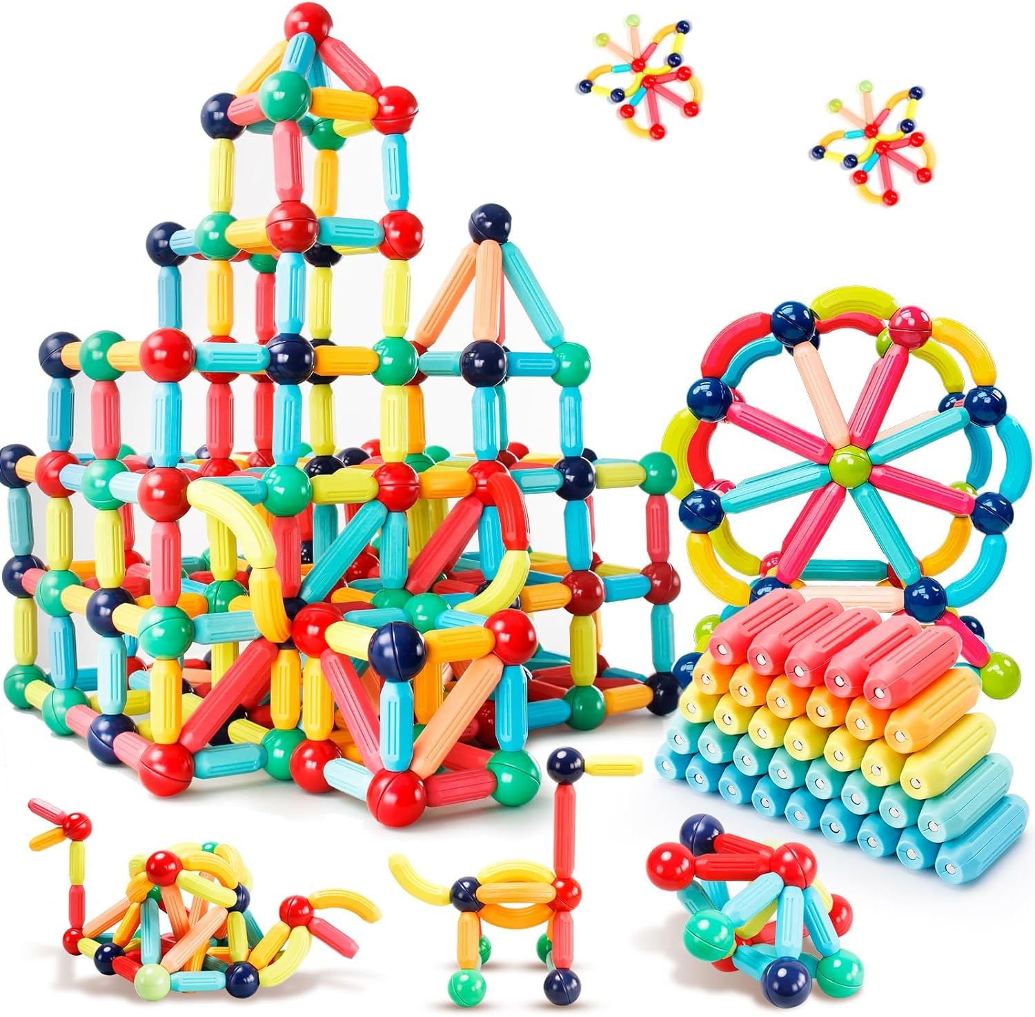 Magnetic Building Blocks  Educational Toy for Kids  Learning Sticks and Balls Preschool Sensory Toys for Toddlers Gift for 3 Year Old Boys & Girls