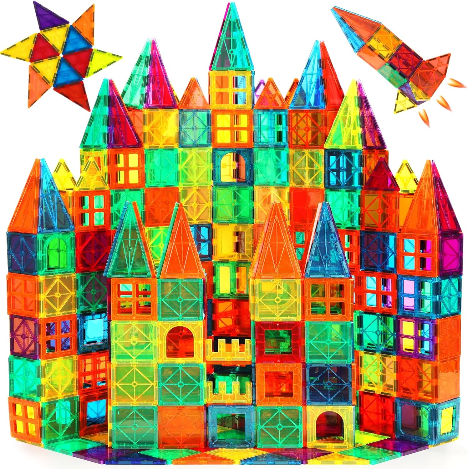 Magnetic Tiles, 110PCS Magnet Building Set, Magnetic Building Blocks,Construction  Learning and Playing Toys for Kids,  Toy for Preschool Boys Girls Toddlers Classroom Must-Haves